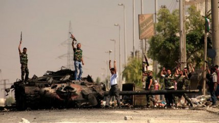 Fighters in Aleppo destroy government tank Fighters in Aleppo destroy government tank