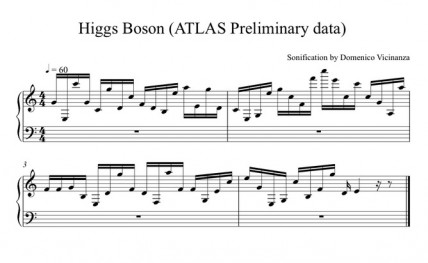Higgs boson sonification sheet music