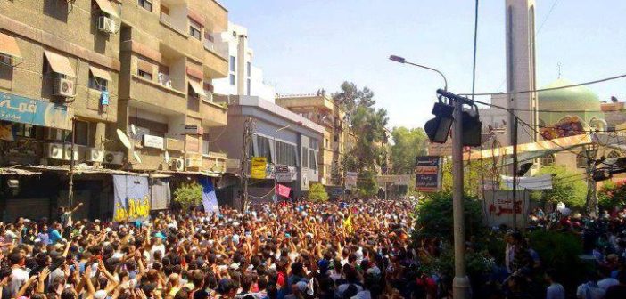 Palestinian demonstrations in the Yarmouk Camp in Damascus
