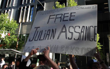 People protesting Julian Assange's extradition in Melbourne, Australia