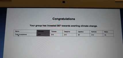 Final screen for co-operation in climate change experiment