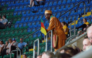 A Cameroonian fan at the London 2012 Olympics