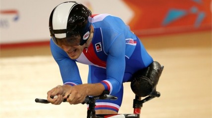 Michal Stark of the Czech Republic competes in the men's Individual C1-2-3 1km Cycling Time Trial on Day 1 of the London 2012 Paralympic Games at the Velodrome.