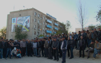 Oil workers on strike in Aktau, Kazakhstan in 2011