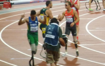 Paralympian Alan Oliveira after winning the 200m
