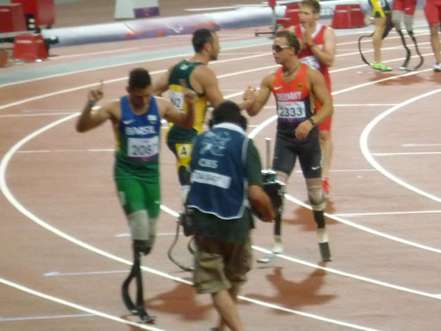 Paralympian Alan Oliveira after winning the 200m