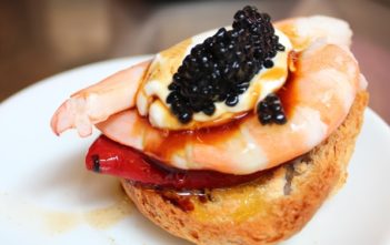 Quimet i Quimet: Langoustine, Red Pepper & Caviar Montadito