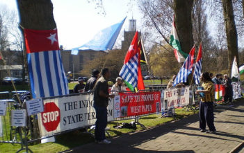 West Papuan activists protesting at the Hague for independence from Indonesia