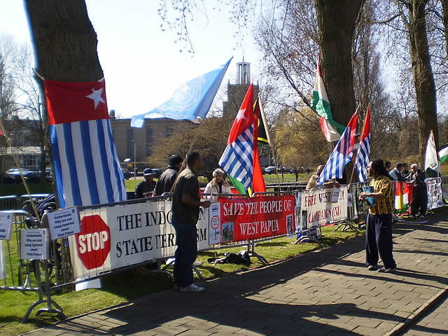West Papuan activists protesting at the Hague for independence from Indonesia