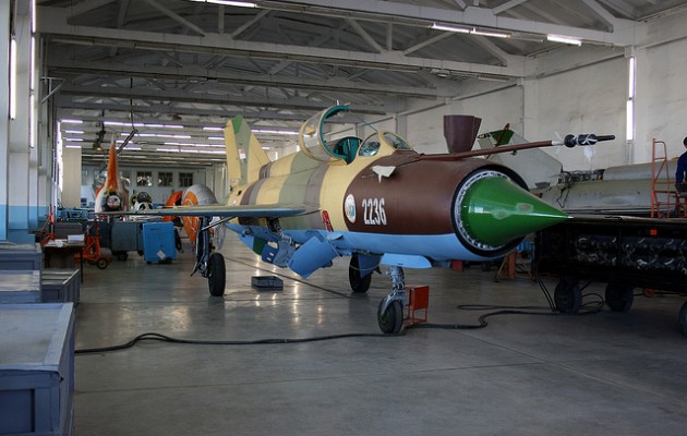 Yemeni MiG-21 being upgraded in 2010