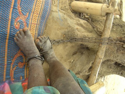 Girl chained to tree at prayer camp