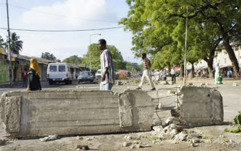 Blockade left after the riots in Zanzibar