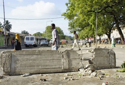 Blockade left after the riots in Zanzibar