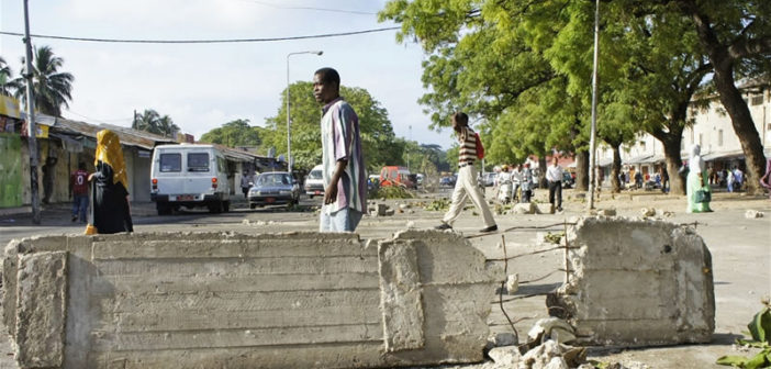 Blockade left after the riots in Zanzibar