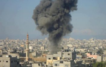 Smoke from an Israeli air strike in Gaza