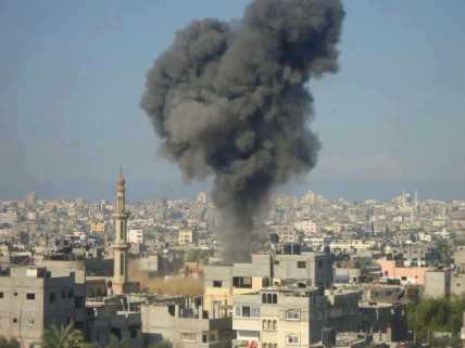 Smoke from an Israeli air strike in Gaza