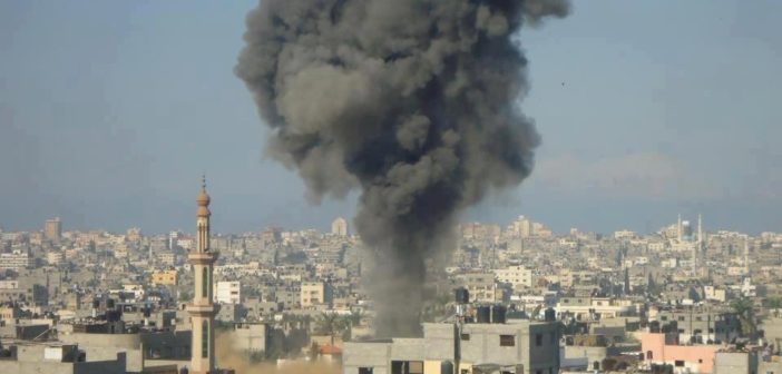 Smoke from an Israeli air strike in Gaza