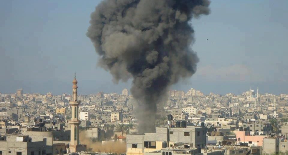 Smoke from an Israeli air strike in Gaza