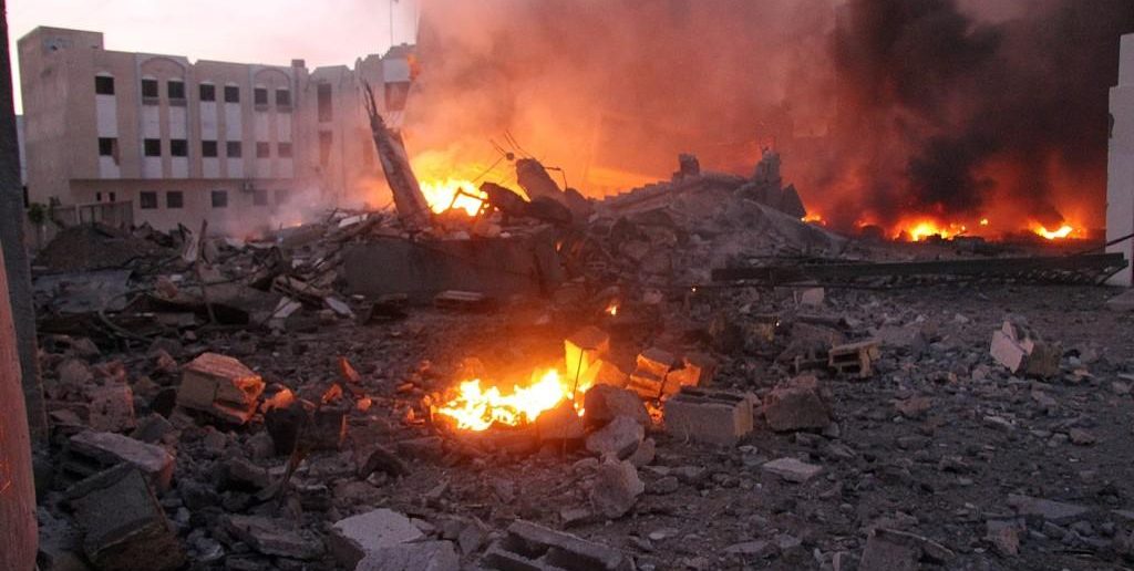 Destruction of a civil administration building from an Israeli bomb in Gaza