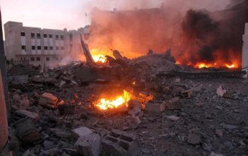 Destruction of a civil administration building from an Israeli bomb in Gaza