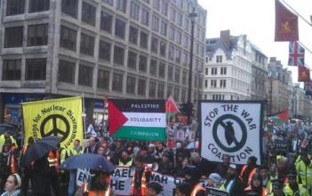 Protesters in London marching in support of Gaza