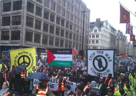 Protesters in London marching in support of Gaza