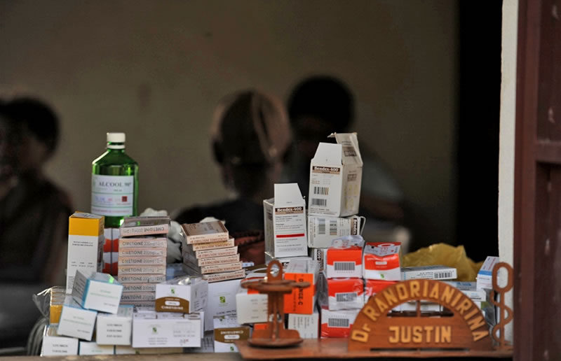 Medicines at a health centre in Ankavandra, about 230km from the Madagascan capital