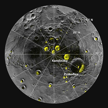 A mosaic of Messenger images of Mercury's north polar region
