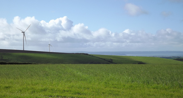Wind turbines in Devon, UK