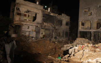 Destruction caused by an unlawful airstrike by Israel in Gaza which killed 12 people