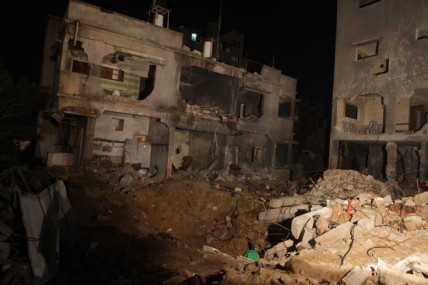 Destruction caused by an unlawful airstrike by Israel in Gaza which killed 12 people