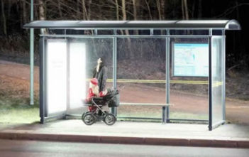 Natural light emitting bus stop in Umea, Sweden