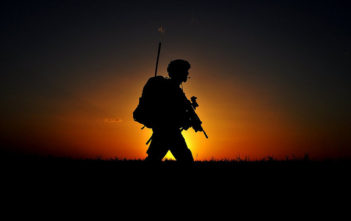 Soldier on patrol at Base Shaheed, Afghanistan