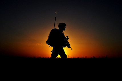 Soldier on patrol at Base Shaheed, Afghanistan