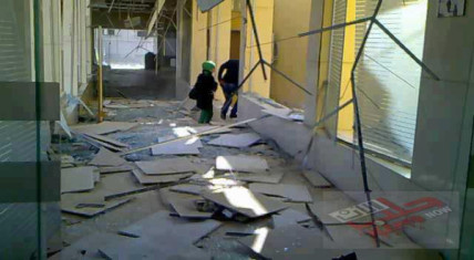 Destruction within the halls of Aleppo University