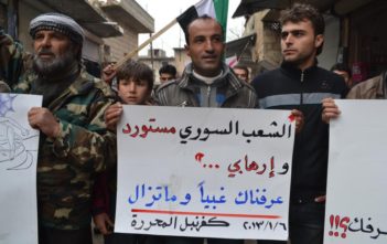 Reaction to Assad's speech in Kafranbel, Syria