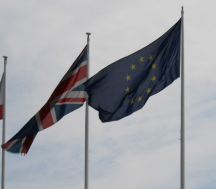 UK and European flags flying