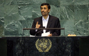 Iranian President Ahmadinejad makes his address at the UN
