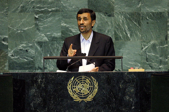 Iranian President Ahmadinejad makes his address at the UN