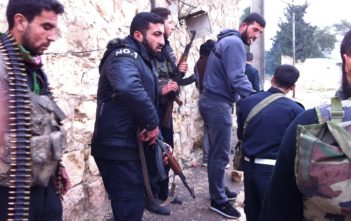 FSA soldiers on patrol in Aleppo