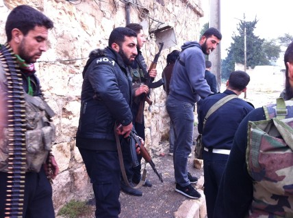 FSA soldiers on patrol in Aleppo