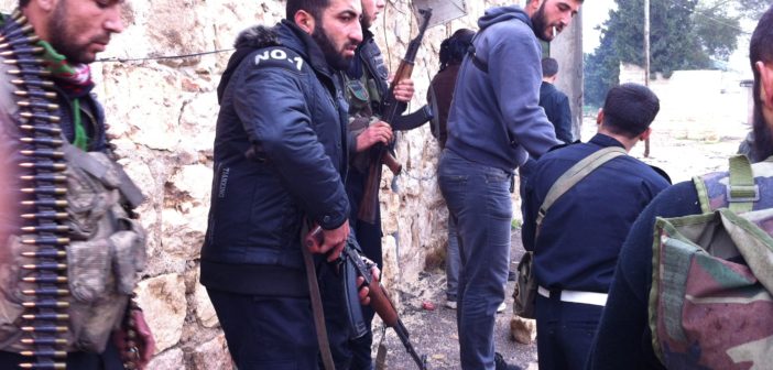 FSA soldiers on patrol in Aleppo