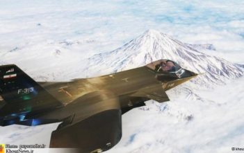 Iran's Qaher-313 flying across a photoshopped sky