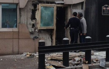 The damage caused by the suicide bomb at the US embassy in Turkey