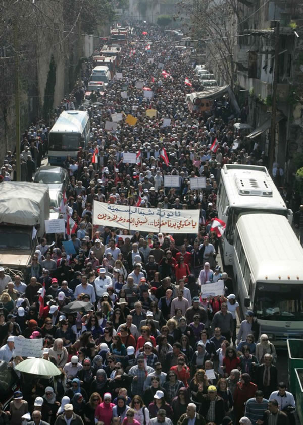 Demonstrators on the streets of Beirut