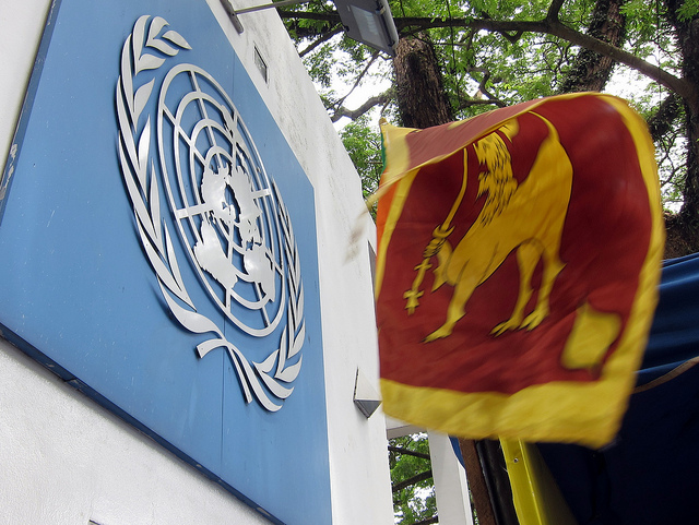 Sri Lankan flag and UN seal