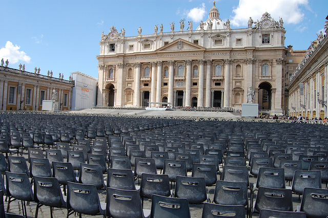 Empty seats set out at the Vatican