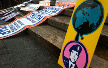 Placard for WikiLeaks and Free Bradley Manning protest