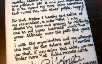 Cake resignation letter by Mr Cake