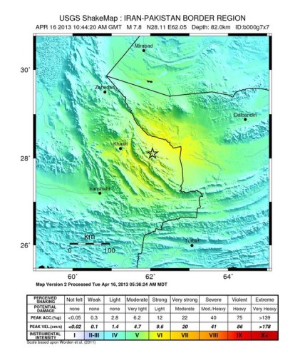 USGS shakemap of Iranian earthquake